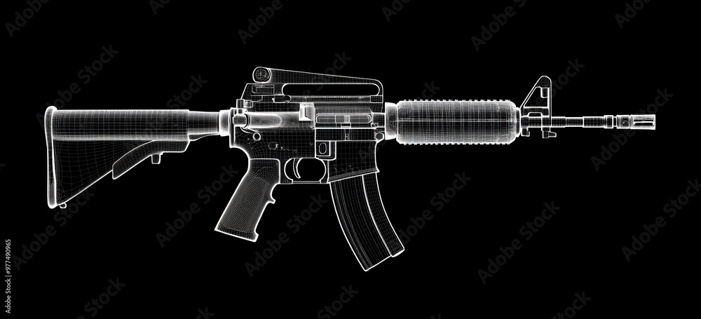 Technology and weaponry concept for holograms of submachine guns Technology and weaponry concept for holograms of submachine guns