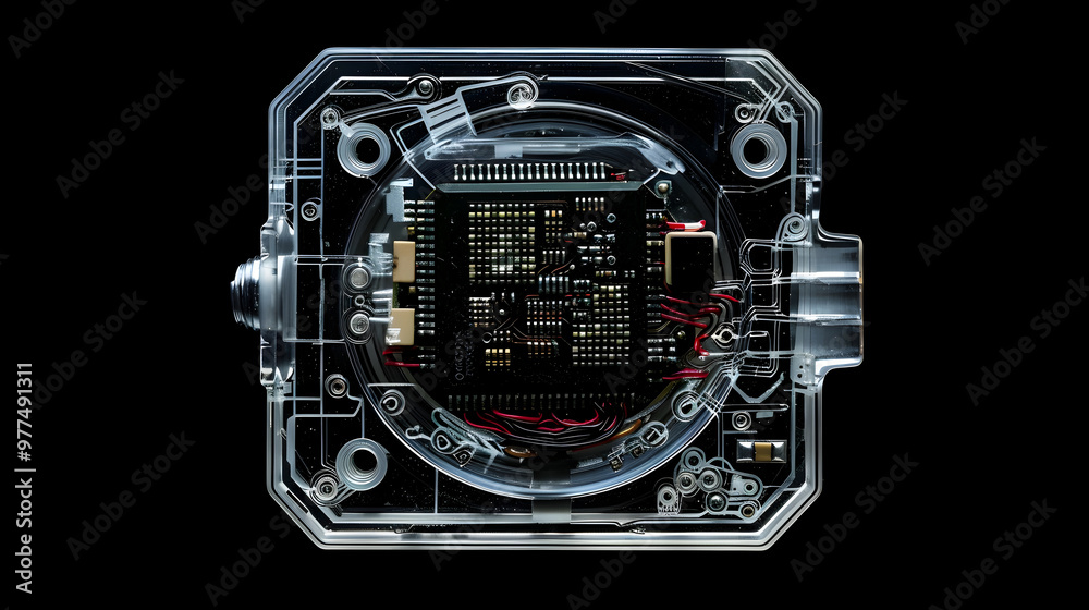 Fototapeta premium Transparent Futuristic Minidisc with Intricate Hardware Details