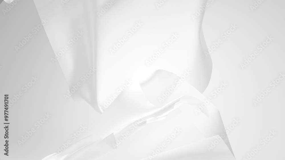 A light white fabric envelops the space and hides something, the fabric flies off some kind of box and you can see the free space for your inscription A light white fabric envelops the space and hides something, the fabric flies off some kind of box and you can see the free space for your inscription