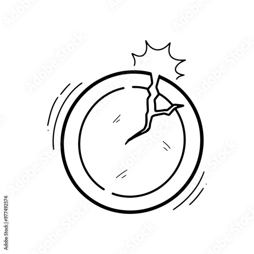 Hand Drawn Broken Plate Illustration. Doodle Vector. Isolated on White Background - EPS 10 Vector