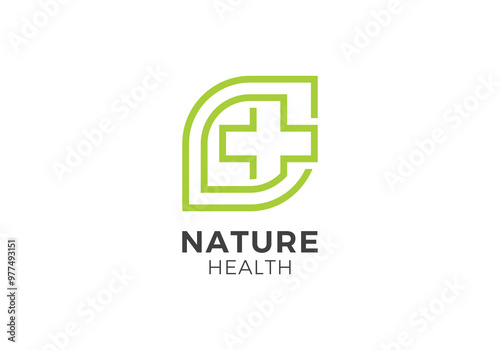 medical leaf logo design. simple modern health care icon vector
