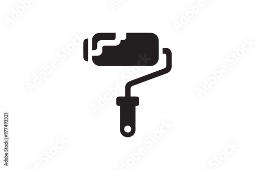 Paint Roller, paint brush icon symbol vector silhouette isolated in white background