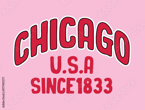 chicago text slogan varsity typography usa design. graphic design for t-shirt