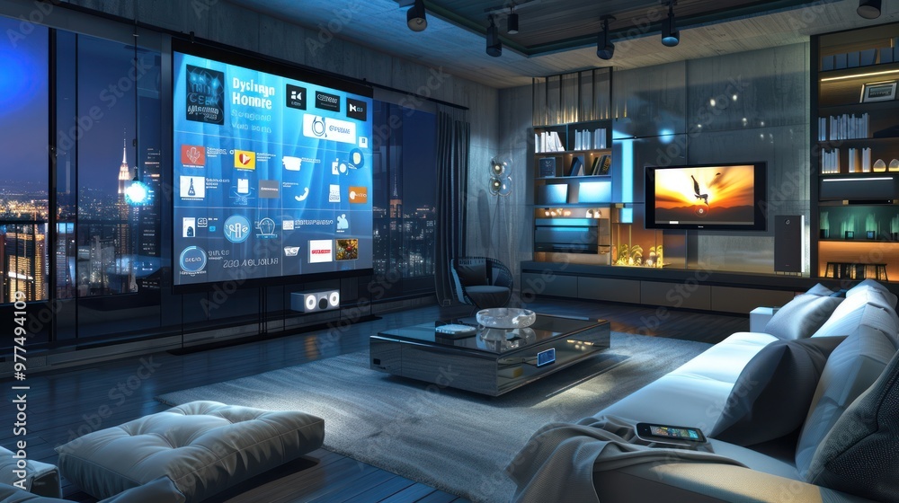 Smart Home Interior Design with City View