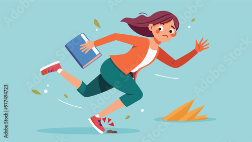 Accident a woman trips and falls in public and gets hurt for insurance or emergency concept
