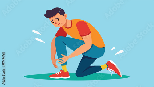 Accident man with a pained expression clutches his knee and leg injury for sports accidents and physical recovery