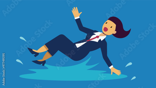 Office worker slip and fall in the accident workplace for occupational safety and workplace hazards concept