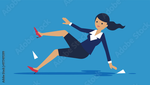Office worker slip and fall in the accident workplace for occupational safety and workplace hazards concept