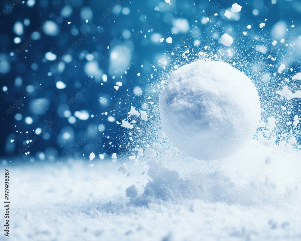 A dynamic close-up of a snowball in mid-air, surrounded by falling snowflakes, capturing the essence of winter joy. A dynamic close-up of a snowball in mid-air, surrounded by falling snowflakes, capturing the essence of winter joy.