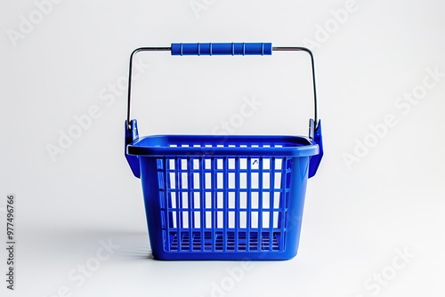 Shopping plastic basket isolated on white background photo