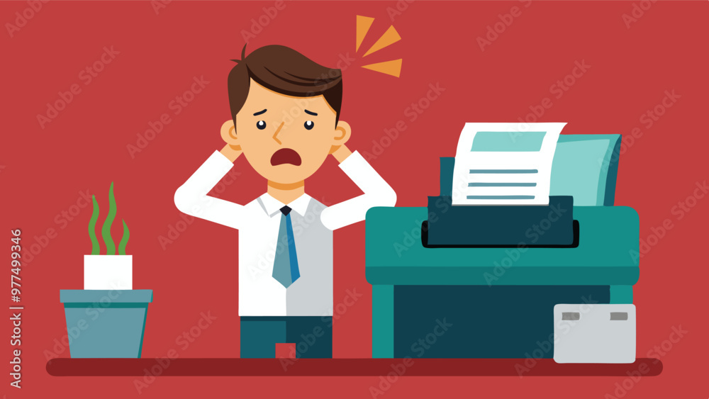 Office worker showing frustration and anger due to self-made mistakes and workplace errors Office worker showing frustration and anger due to self-made mistakes and workplace errors