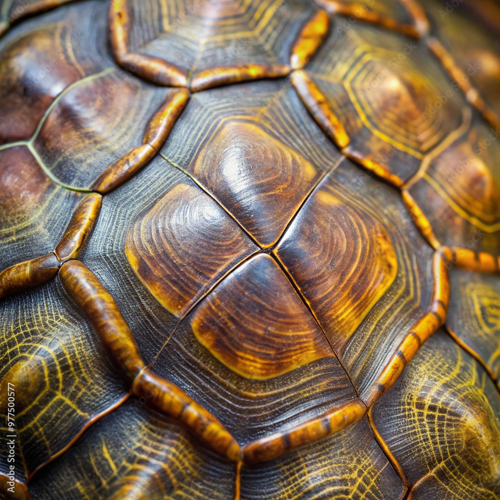 Close-up texture of a turtle shell displaying rich patterns and natural colors Close-up texture of a turtle shell displaying rich patterns and natural colors