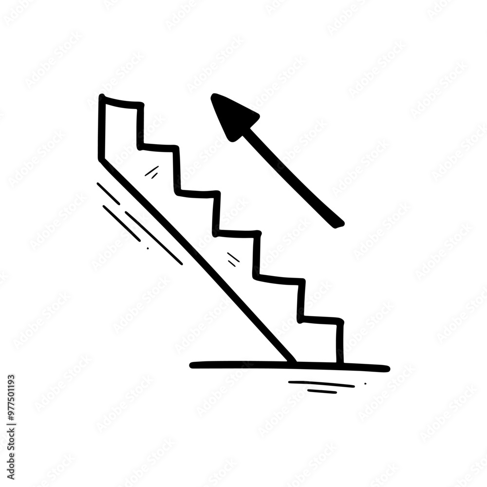 Hand Drawn Stair Illustration. Doodle Vector. Isolated on White Background - EPS 10 Vector Hand Drawn Stair Illustration. Doodle Vector. Isolated on White Background - EPS 10 Vector