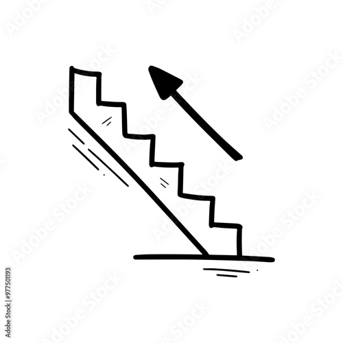 Hand Drawn Stair Illustration. Doodle Vector. Isolated on White Background - EPS 10 Vector