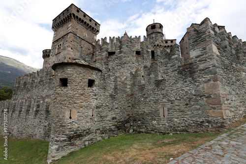Fénis Castle, one of the most famous medieval castles in the Aosta Valley, Italy.