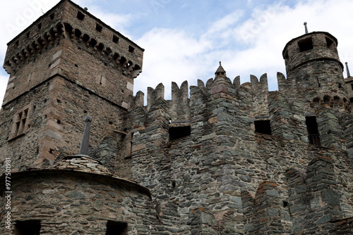 Fénis Castle, one of the most famous medieval castles in the Aosta Valley, Italy.