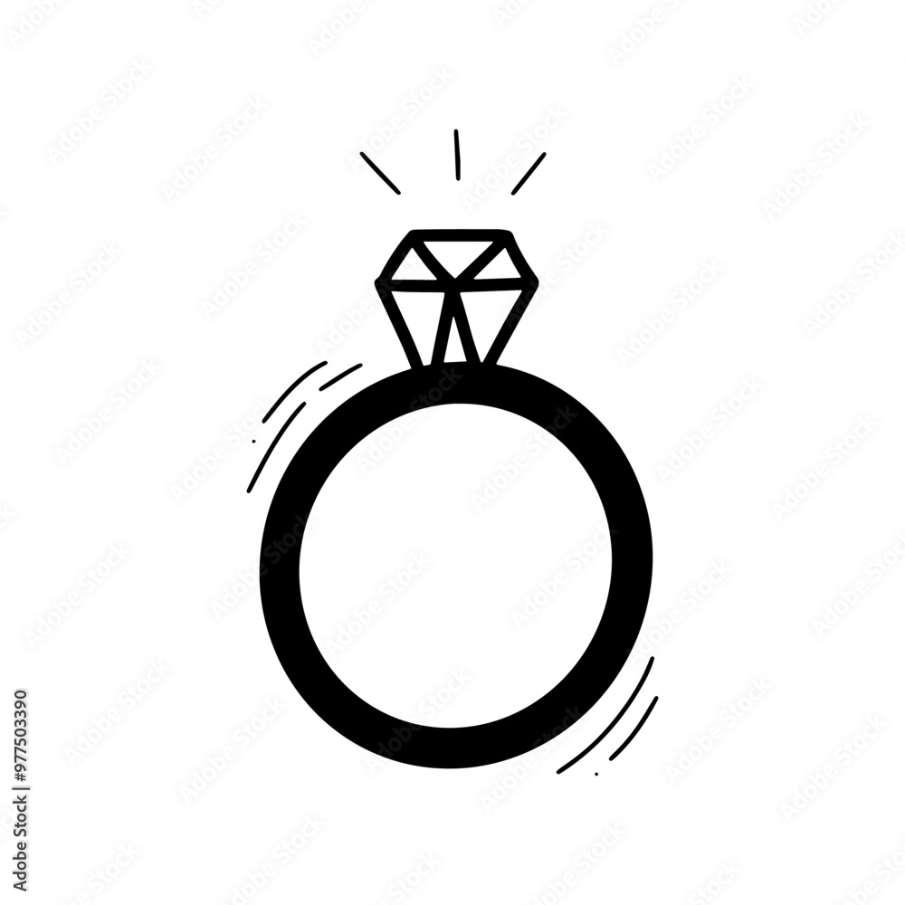 Hand Drawn Ring Illustration. Doodle Vector. Isolated on White Background - EPS 10 Vector