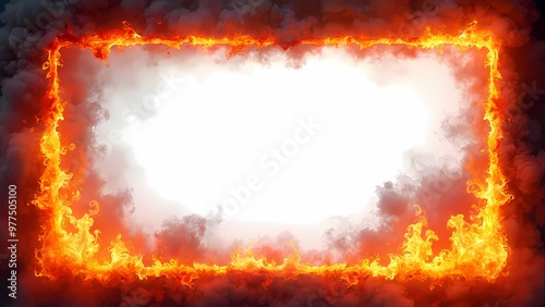 Fiery Flame Frame Background - Dynamic Burning Border for Intense Designs png  photo