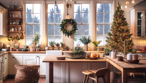 farmhouse christmas kitchen rustic holiday touches