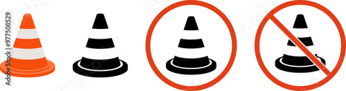 Traffic cone icon in flat style isolated vector illustration. Construction Traffic Cone.