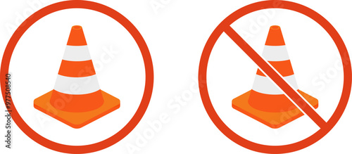 Traffic cone icon in flat style isolated vector illustration. Construction Traffic Cone.