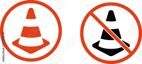Traffic cone icon in flat style isolated vector illustration. Construction Traffic Cone.