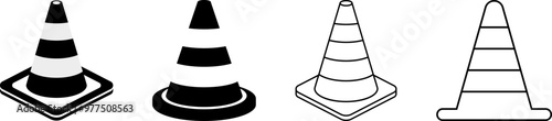 Traffic cone icon in flat style isolated vector illustration. Construction Traffic Cone.