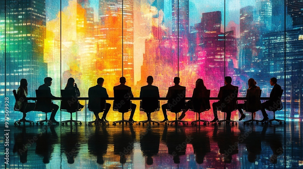 scene of professionals engaged in synergistic workplace collaboration through brainstorming and project management, capturing the essence of innovation and teamwork