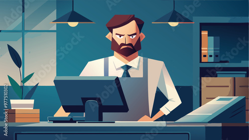 An office worker showing frustration and anger due to self-made mistakes and workplace errors