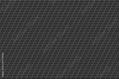 Abstract Black and White Structural Brick Wall. Seamless Geometric Pattern. Solid Stone Surface. Raster. 3D Illustration