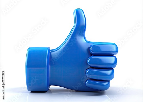 Vibrant blue thumbs up symbol on a bright white background, conveying confidence, positivity, and agreement, ideal for business, education, and motivational concepts.