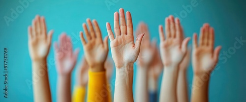 Hands Raised in Question or Answer, Group Collaboration and Participation