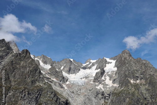 The magnificent Fréboudze glacier above the Ferret Valley in Aosta Valley, Italy.