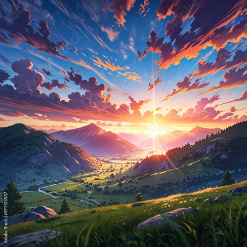 sunset over the mountains