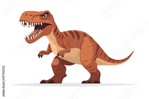 Fototapeta samoprzylepna A cartoon-style illustration of a Tyrannosaurus rex dinosaur with a fierce expression.