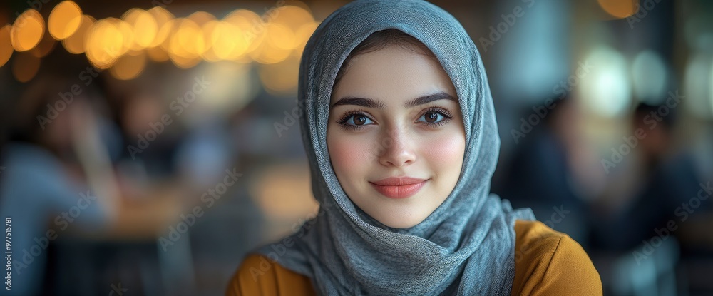 Young Muslim woman in hijab smiling Young Muslim woman in hijab smiling
