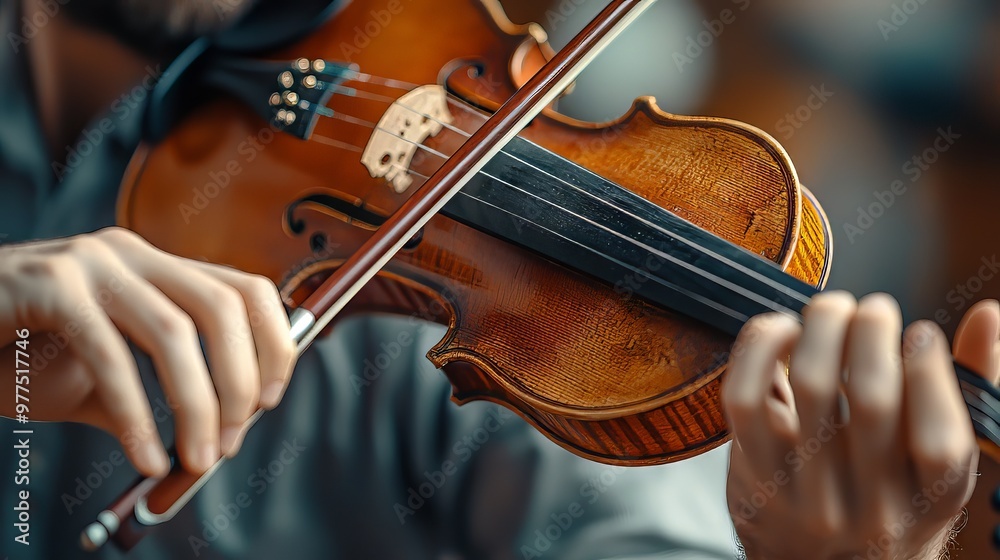 Close-up of a violin being played, great for music, arts, and classical-themed content. Close-up of a violin being played, great for music, arts, and classical-themed content.