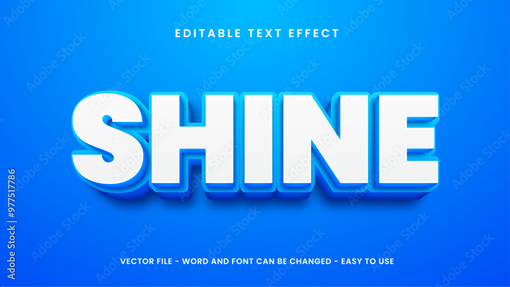 Editable text effect with bright blue 3D style Editable text effect with bright blue 3D style