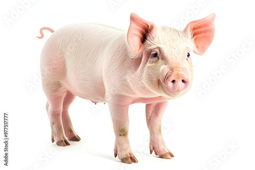 A pristine white backdrop highlights a sow, showcasing her elegant form ,Transparent Background Isolation of Pig