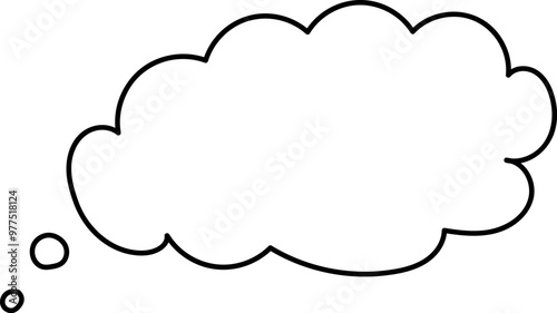 Think bubble in trendy flat style. A thought cloud, a form and place for text, perfect for adding your own thoughts or messages. Cloud line art. Speech bubble cartoon.