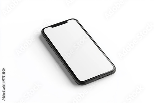 Smartphone with a blank screen on a white background. Smartphone mockup closeup isolated on white background.