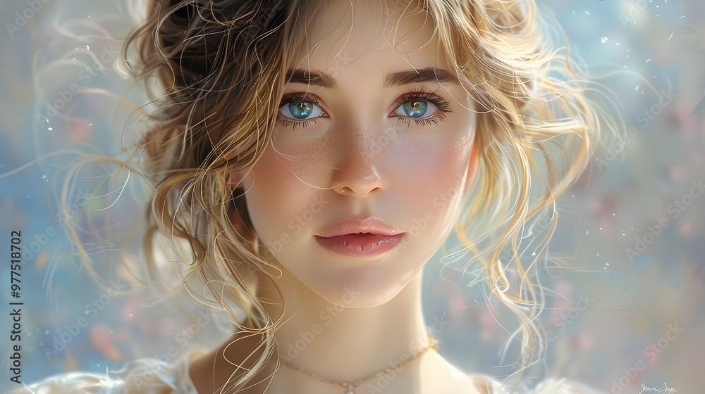 Depict_the girl in a serene pose with soft pastel. AI generated Depict_the girl in a serene pose with soft pastel. AI generated