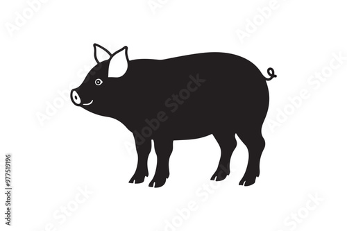 Pig silhouette vector illustration, Pig silhouette vector. Pig silhouette PNG 