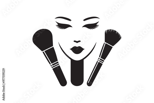 Wallpaper Mural makeup tools vector silhouette illustration. Woman feminine makeup face tools vector  Torontodigital.ca