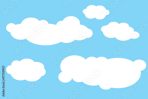 Set of cartoon clouds in flat style. white cloud collection Many white clouds for design