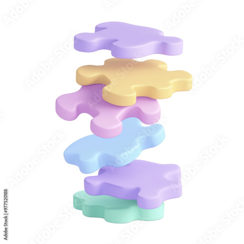 pastel puzzle 3d render icon isolated on transparent background cutout