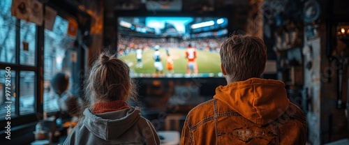 Couple Watching Sports on TV in Bar