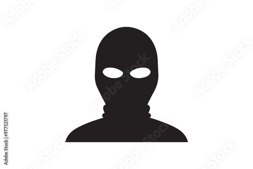 simple black an white masked robber vector silhouette isolated on a white background