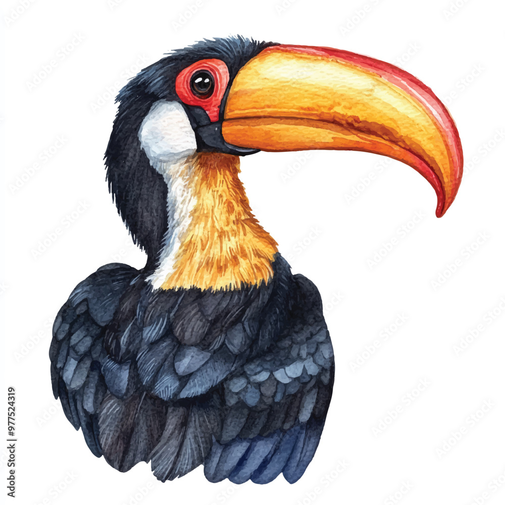 Obraz premium Hornbill watercolor clipart illustration isolated