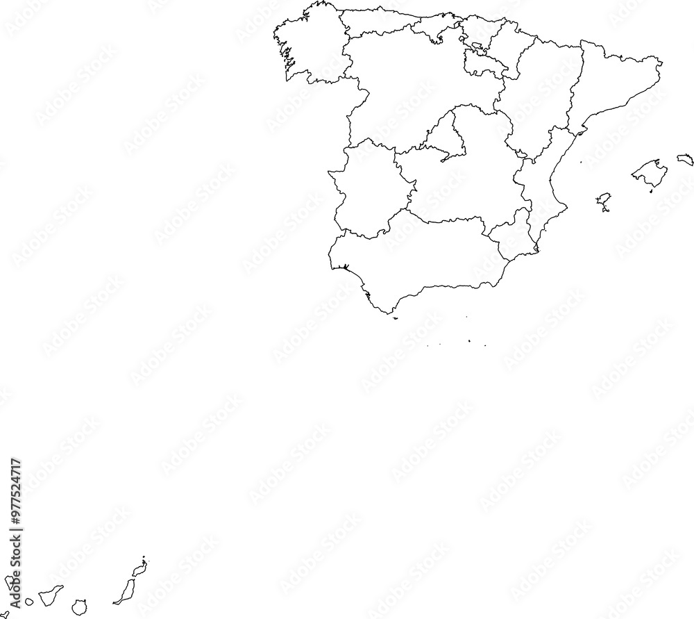 SPAIN MAP with its administrative divisions and regions SPAIN MAP with its administrative divisions and regions